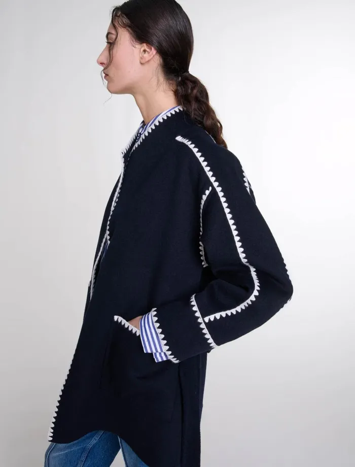 Coats Women Maje DoubleFaced Coat Navywhite
