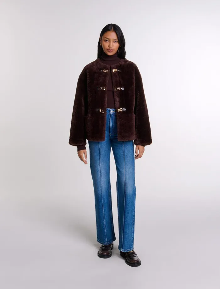Coats Women Maje Short Faux Fur Coat Brown