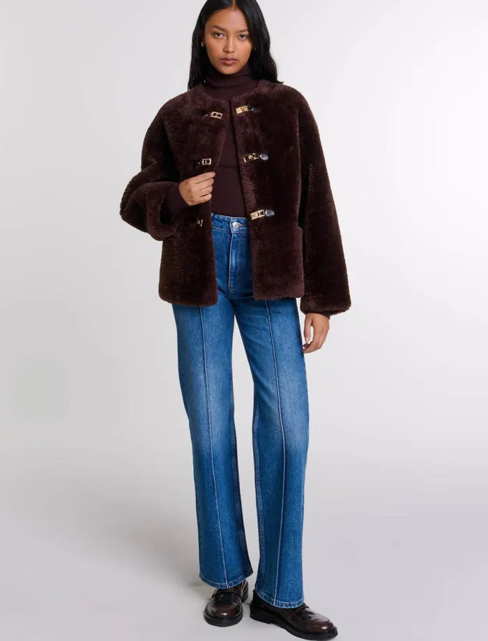 Coats Women Maje Short Faux Fur Coat Brown