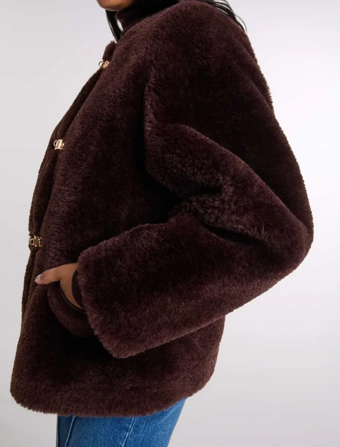 Coats Women Maje Short Faux Fur Coat Brown