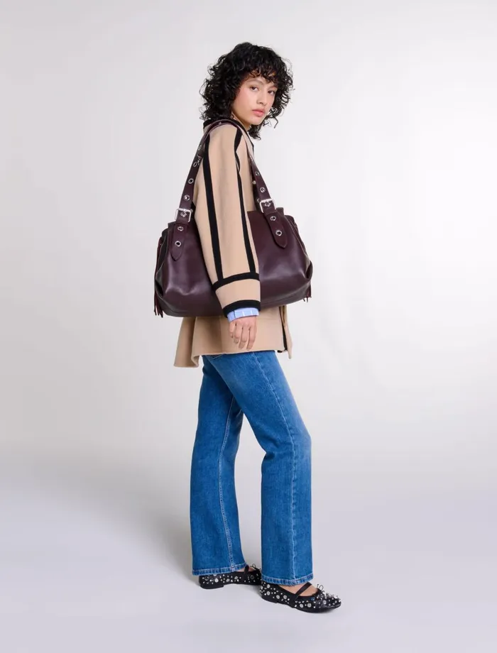 Coats Women Maje Short TwoTone Coat Camel