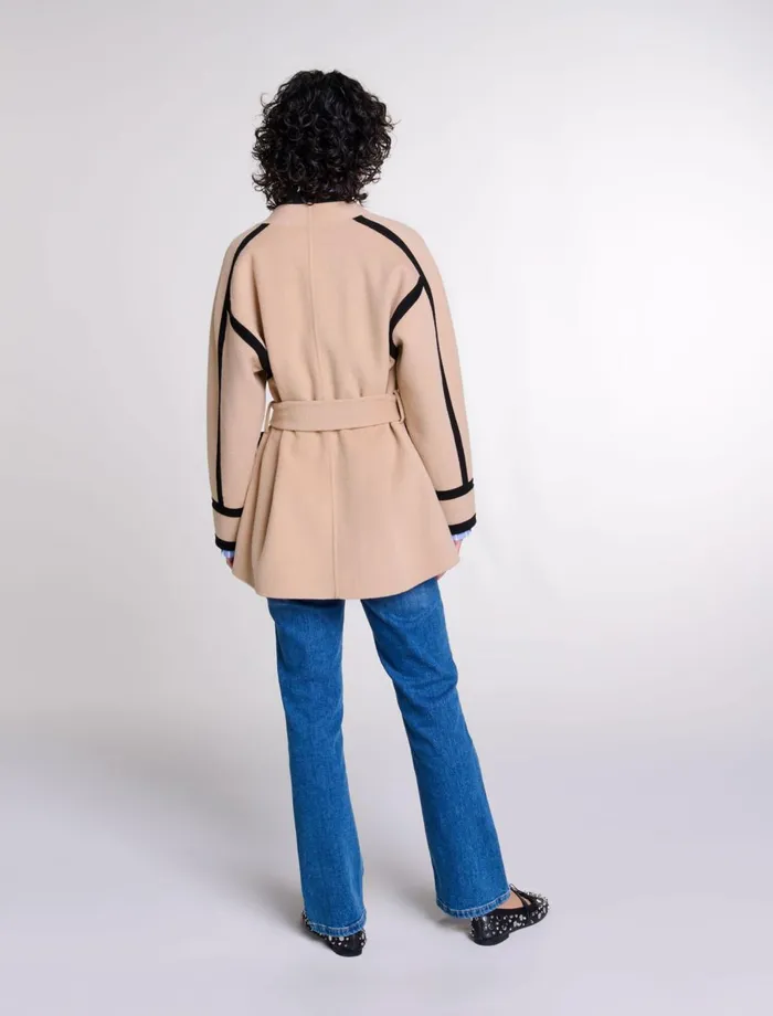 Coats Women Maje Short TwoTone Coat Camel