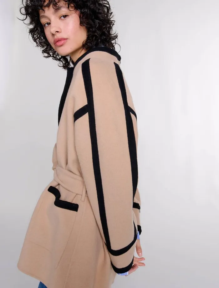 Coats Women Maje Short TwoTone Coat Camel