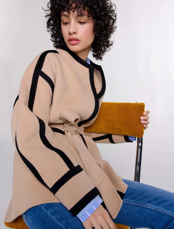 Coats Women Maje Short TwoTone Coat Camel