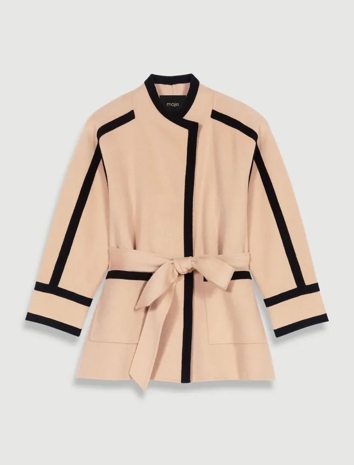 Coats Women Maje Short TwoTone Coat Camel