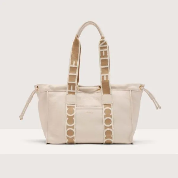 Coccinelle 2day Signature Medium Lambskin White Women Coccinelle Tote Bags