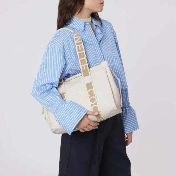 Coccinelle 2day Signature Medium Lambskin White Women Coccinelle Tote Bags Coccinelle 2day Signature Medium Lambskin White Women Coccinelle Tote Bags