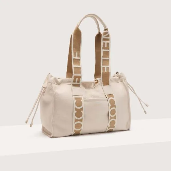Coccinelle 2day Signature Medium Lambskin White Women Coccinelle Tote Bags Coccinelle 2day Signature Medium Lambskin White Women Coccinelle Tote Bags