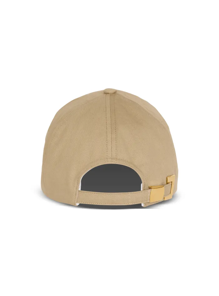 Cotton Cap With Signature Embroidery Beige Men Balmain Hats And Caps