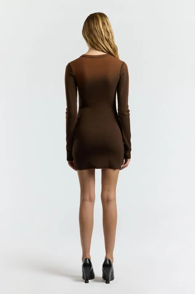 COTTON CITIZEN DRESSES Verona Crew Mini Dress Chestnut Cast 8211 Women