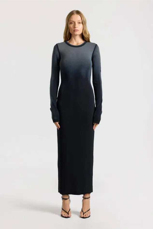 COTTON CITIZEN DRESSES Verona Crewneck Maxi Dress Black Cast 8211 Women