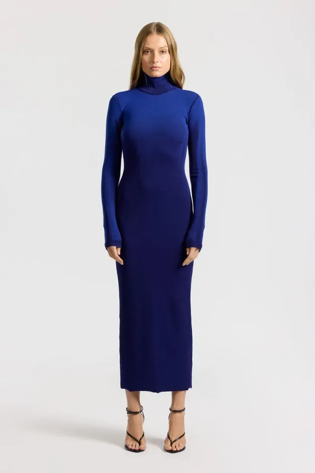 COTTON CITIZEN DRESSES Verona Turtleneck Maxi Dress Royal Blue Cast 8211 Women
