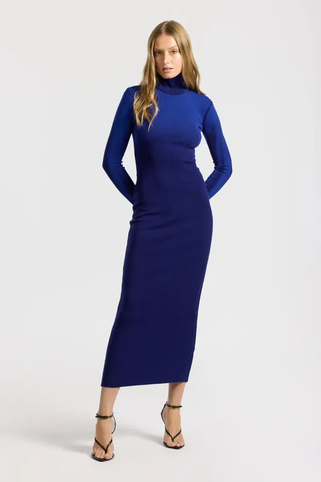 COTTON CITIZEN DRESSES Verona Turtleneck Maxi Dress Royal Blue Cast 8211 Women