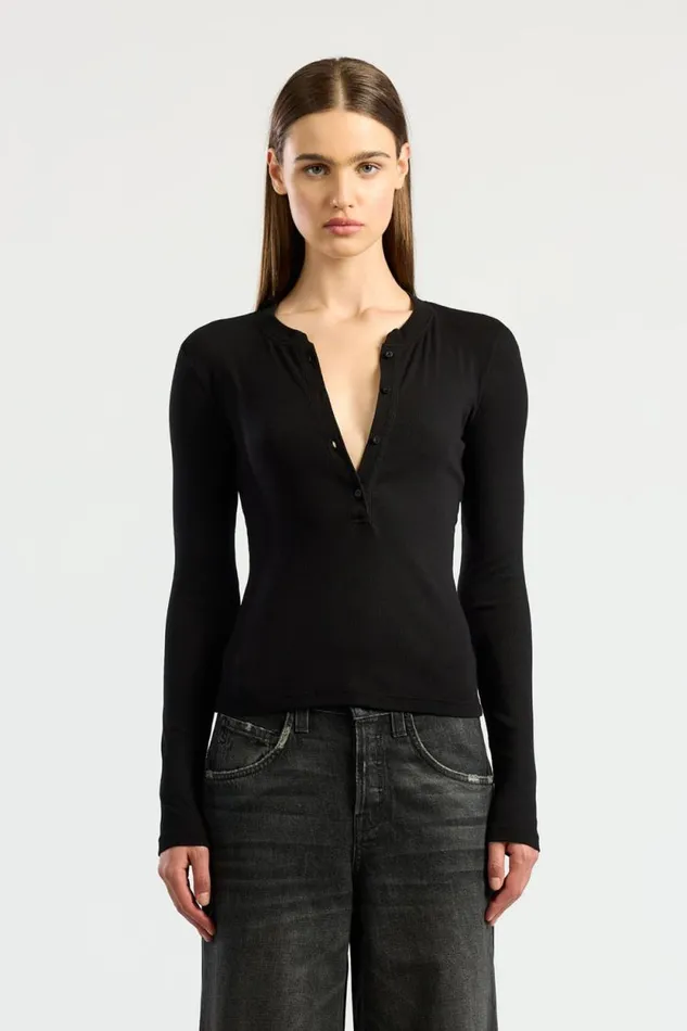 COTTON CITIZEN SHIRTS Verona Henley Jet Black 8211 Women