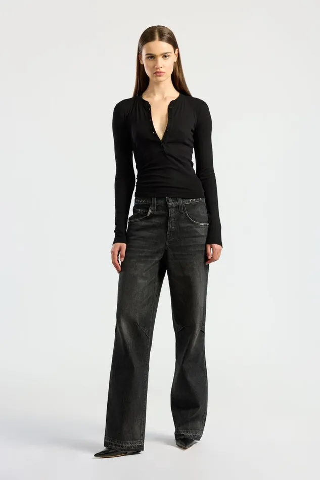 COTTON CITIZEN SHIRTS Verona Henley Jet Black 8211 Women