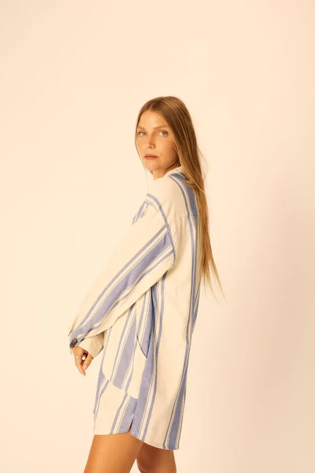 Coverups Shop Natalie Martin APRS SWIM SHIRT French Stripe Blue