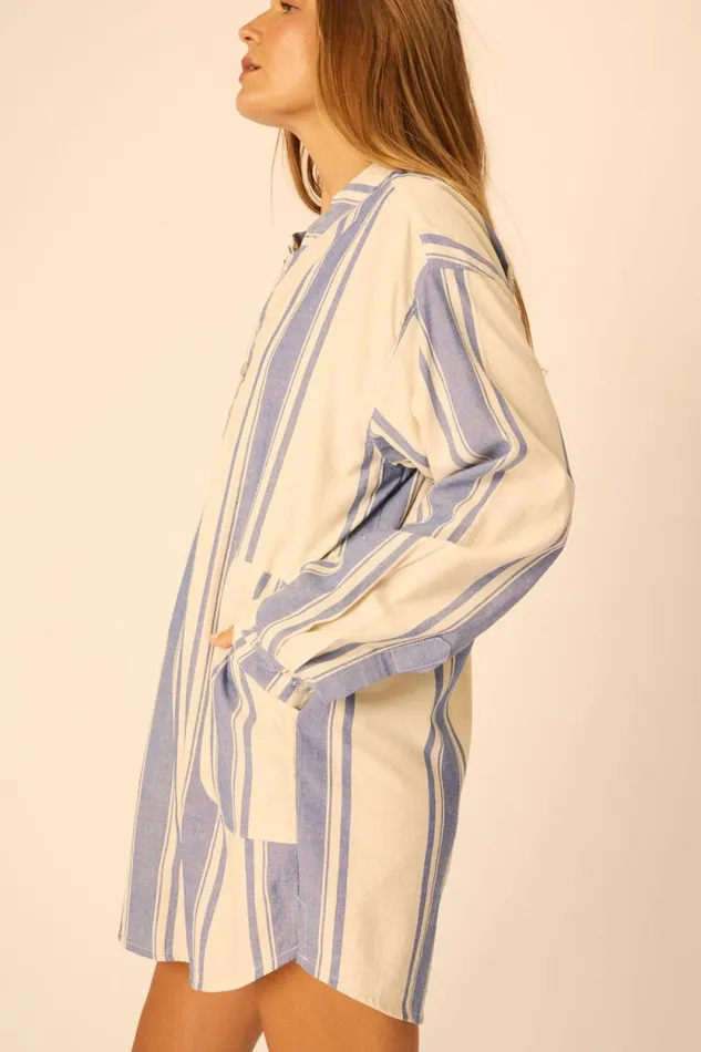 Coverups Shop Natalie Martin APRS SWIM SHIRT French Stripe Blue