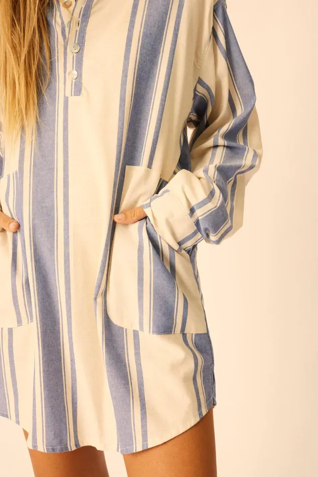 Coverups Shop Natalie Martin APRS SWIM SHIRT French Stripe Blue