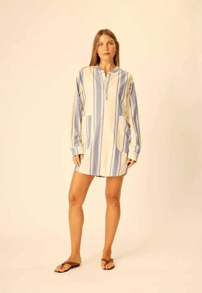 Coverups Shop Natalie Martin APRS SWIM SHIRT French Stripe Blue
