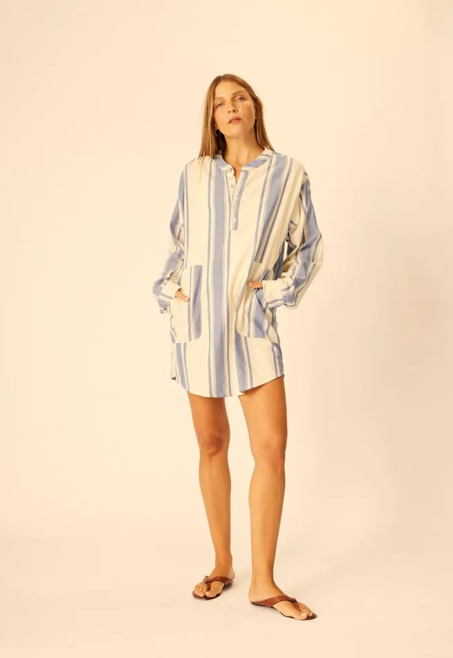 Coverups Shop Natalie Martin APRS SWIM SHIRT French Stripe Blue