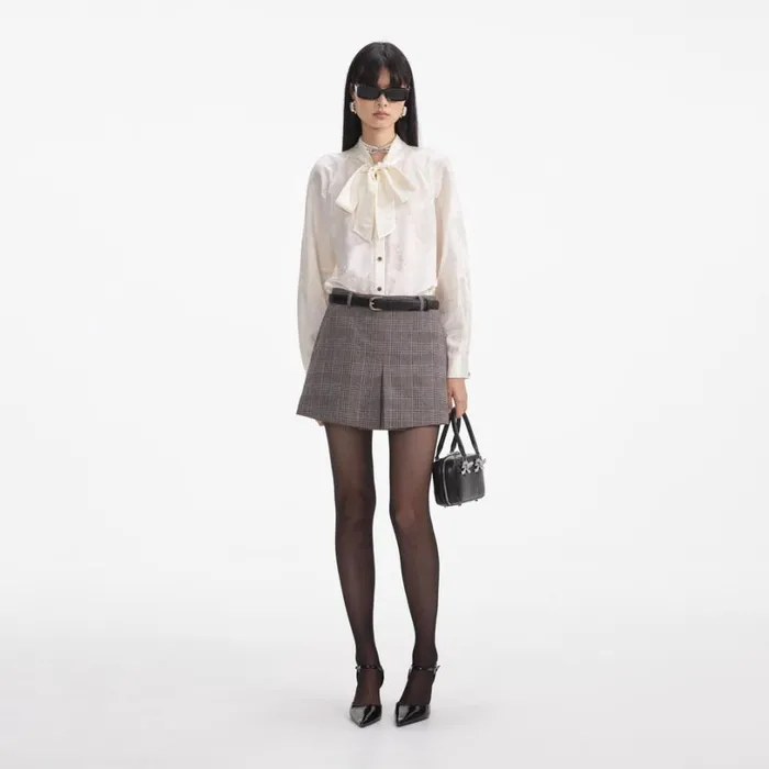 Cream Jacquard Blouse Women Self Portrait Tops
