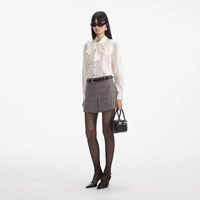 Cream Jacquard Blouse Women Self Portrait Tops Cream Jacquard Blouse Women Self Portrait Tops