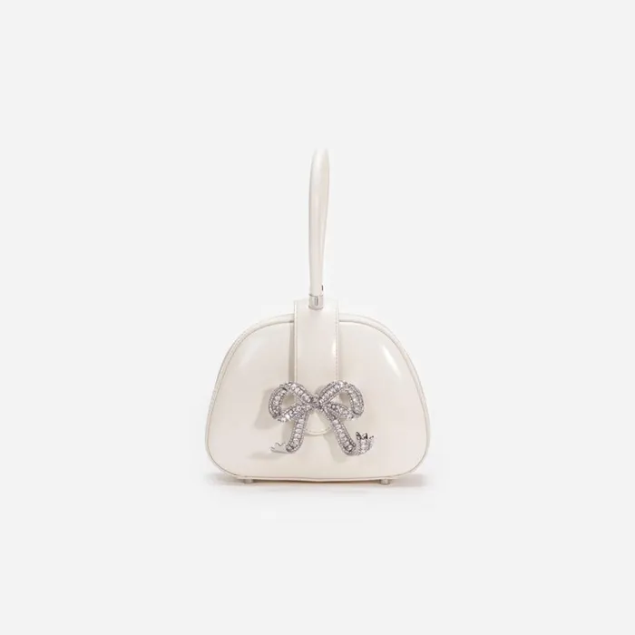 Cream Leather Top Handle Mini Bag Women Self Portrait Mini