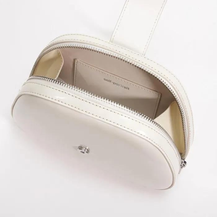 Cream Leather Top Handle Mini Bag Women Self Portrait Mini