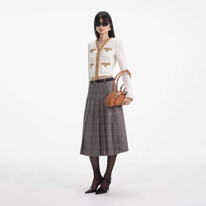 Cream Lurex Knit Cardigan Women Self Portrait Tops