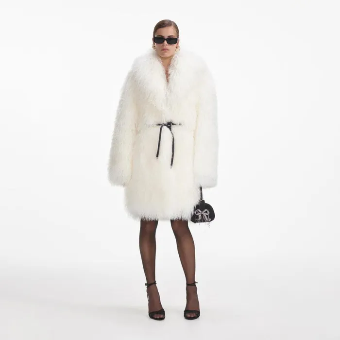 Cream Shearling Coat Women Self Portrait Outerwear Cream Shearling Coat Women Self Portrait Outerwear