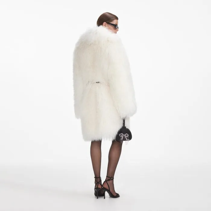 Cream Shearling Coat Women Self Portrait Outerwear Cream Shearling Coat Women Self Portrait Outerwear