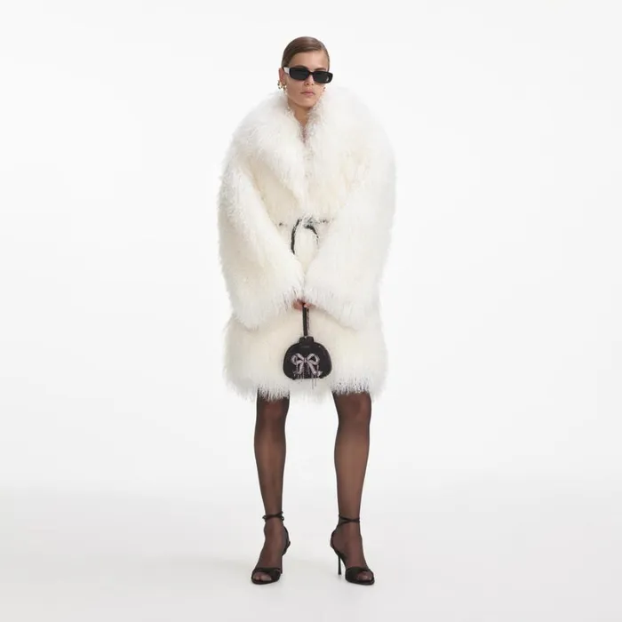 Cream Shearling Coat Women Self Portrait Outerwear Cream Shearling Coat Women Self Portrait Outerwear