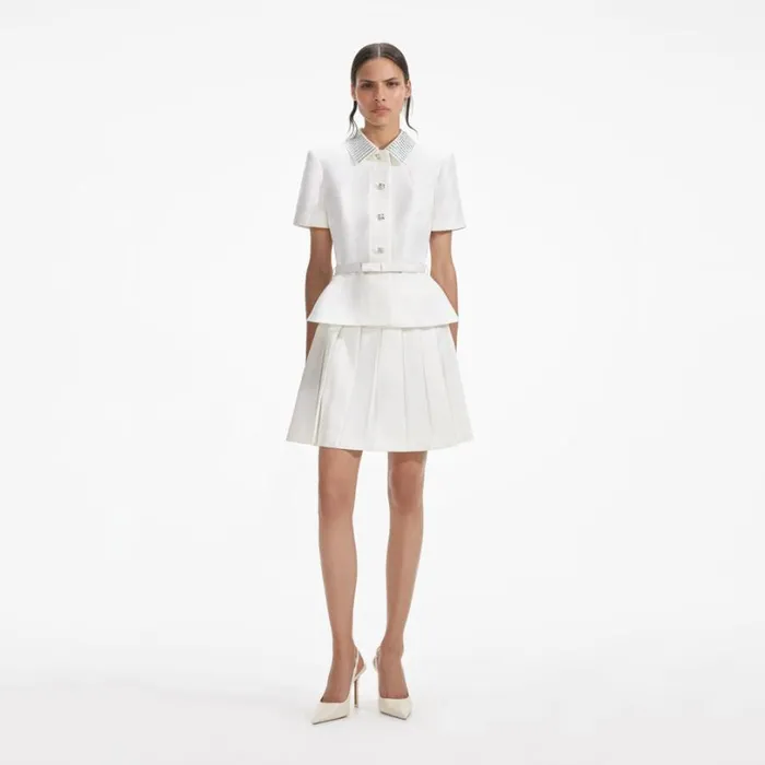 Cream Taffeta Diamante Mini Dress Women Self Portrait Dresses