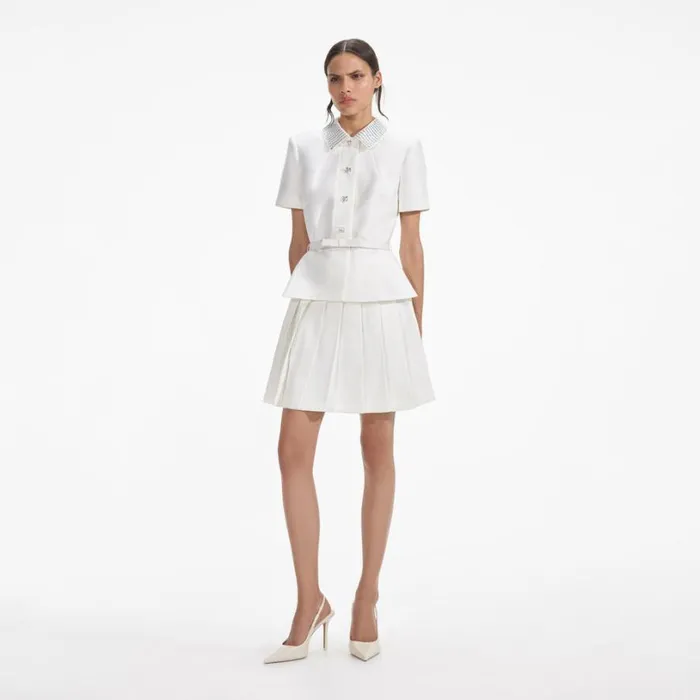 Cream Taffeta Diamante Mini Dress Women Self Portrait Dresses