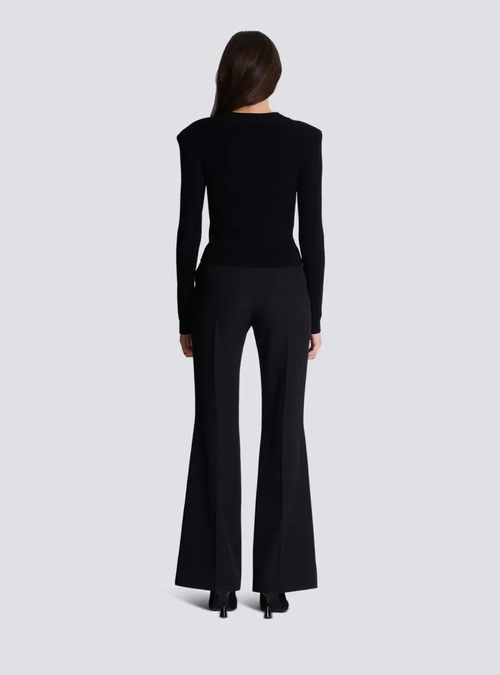 Cropped Knit Cardigan Black Women Balmain Knitwear