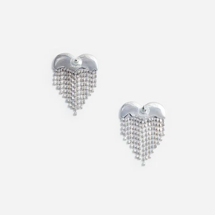 Crystal Heart Earrings Women Self Portrait Bride Crystal Heart Earrings Women Self Portrait Bride