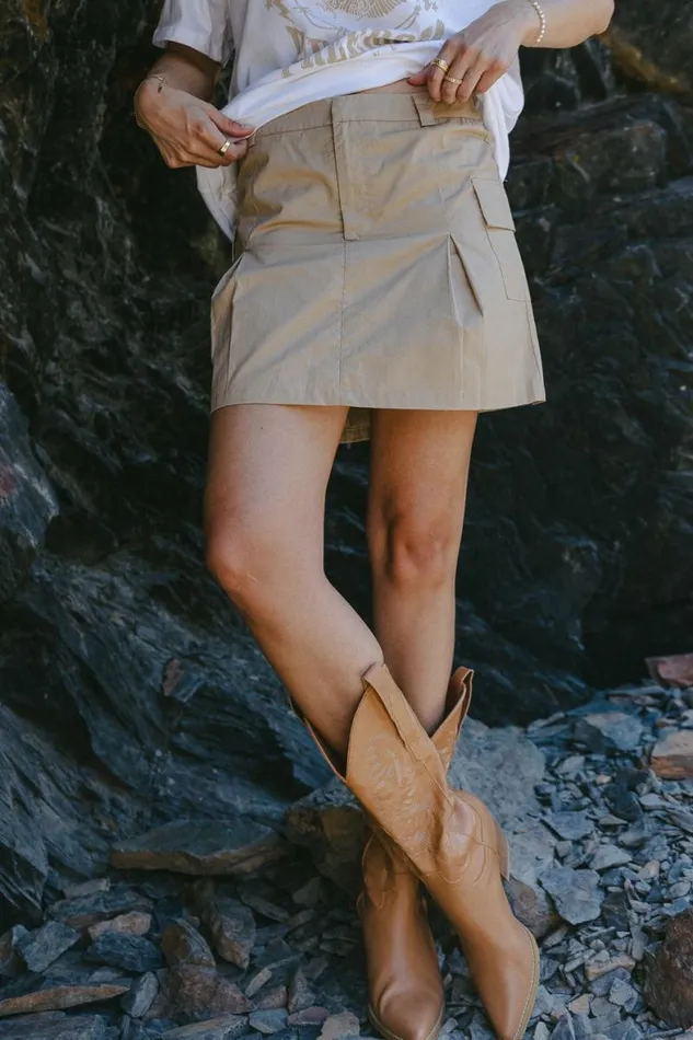 Dakota Cargo Skirt 8211 FINAL SALE Tan Women Bohme Skirts