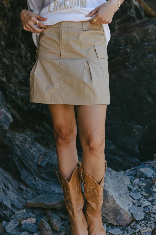 Dakota Cargo Skirt 8211 FINAL SALE Tan Women Bohme Skirts