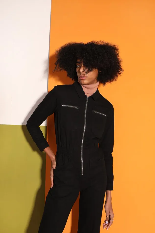 Danny Boilersuit Jet Black Canvas Womens LF Markey One Pieces