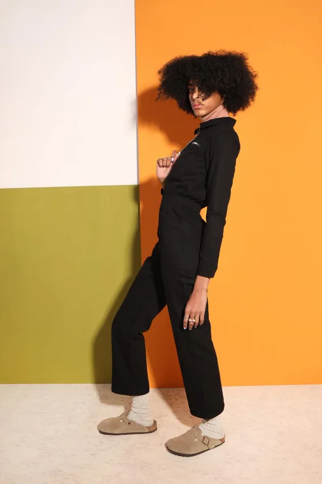 Danny Boilersuit Jet Black Canvas Womens LF Markey One Pieces