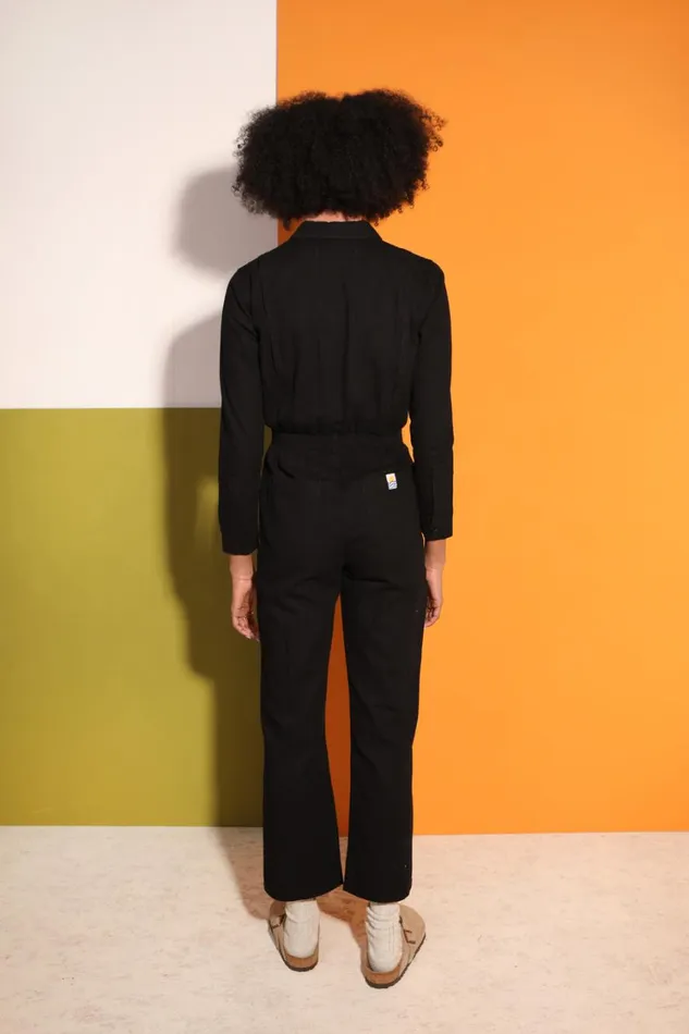 Danny Boilersuit Jet Black Canvas Womens LF Markey One Pieces