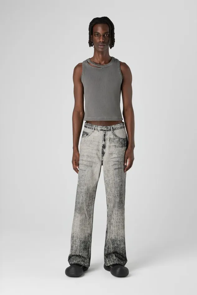 Denim Women Camper Denim Faded Black Paint Print Denim Jeans