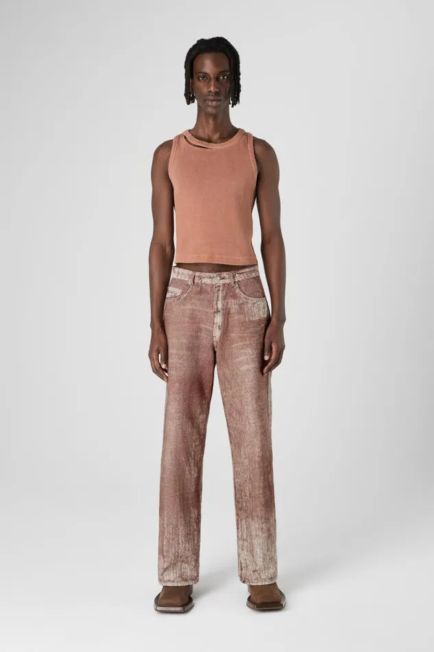 Denim Women Camper Denim Terracotta Paint Print Denim Jeans