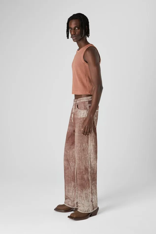 Denim Women Camper Denim Terracotta Paint Print Denim Jeans