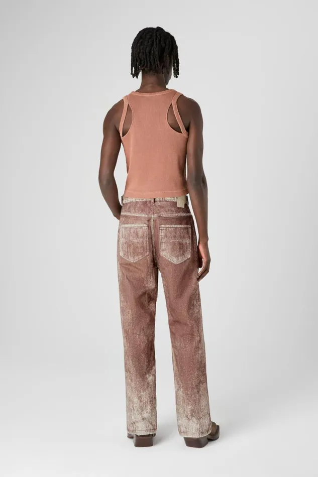 Denim Women Camper Denim Terracotta Paint Print Denim Jeans