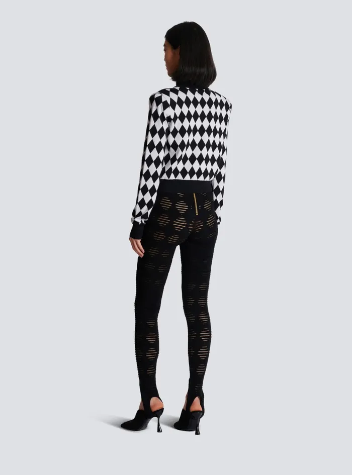 Diamond Knit Cardigan Black Women Balmain Knitwear