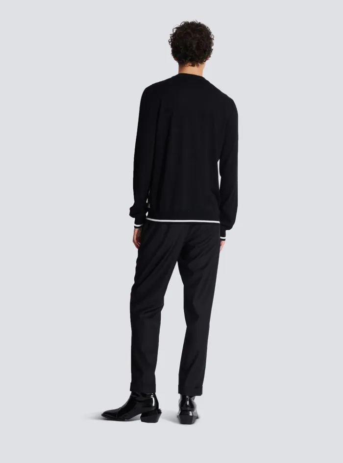 Diamond Paris Twotone Jacquard Jumper Black Men Balmain Knitwear