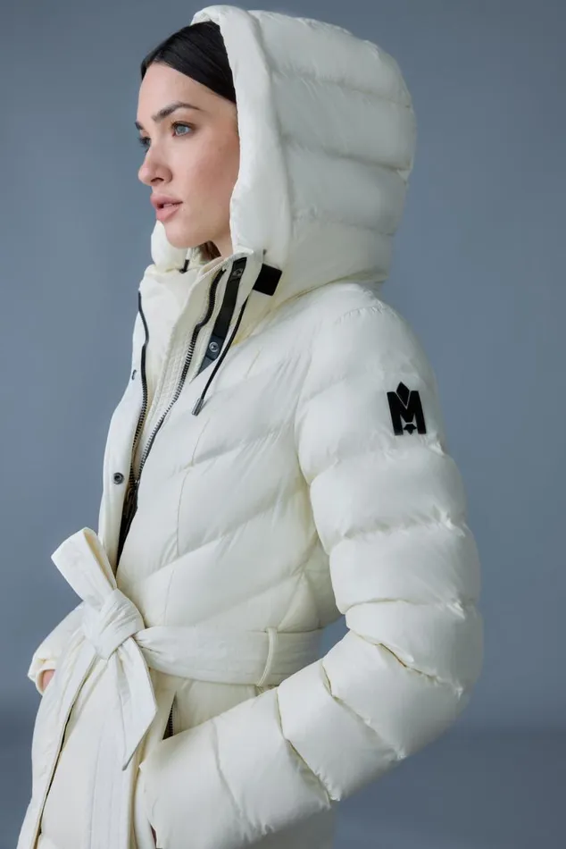Downs and Jackets Women Mackage CORALIA Down Coat With Hood And Sash Belt Black