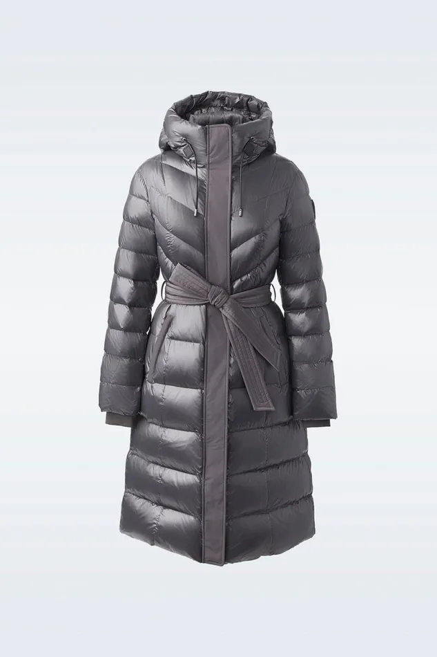 Downs and Jackets Women Mackage CORALIA Down Coat With Hood And Sash Belt Black