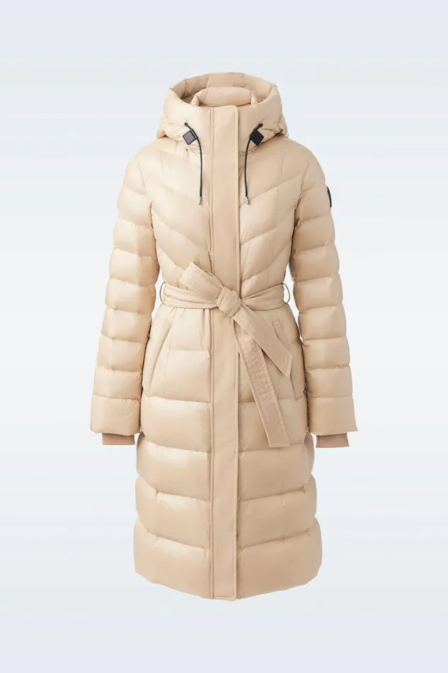 Downs and Jackets Women Mackage CORALIA Down Coat With Hood And Sash Belt Black